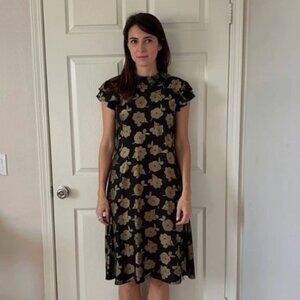 Ann Taylor Factory Medium Black and Gold Party Dress Holiday Vibes J jennsc_5854